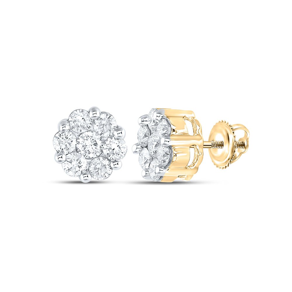 14K Yellow Gold Elegant Stud Earrings with Diamond with Fine Detail - Splendid Jewellery