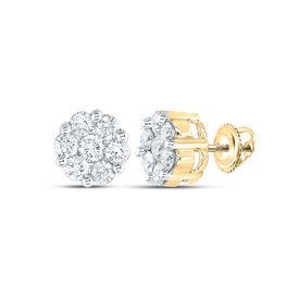 14K Yellow Gold Elegant Stud Earrings with Diamond with Fine Detail - Splendid Jewellery