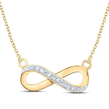 Load image into Gallery viewer, 10K Yellow Gold Round Diamond White Infinity Love Pendant Necklace 1/20 Cttw - Splendid Jewellery