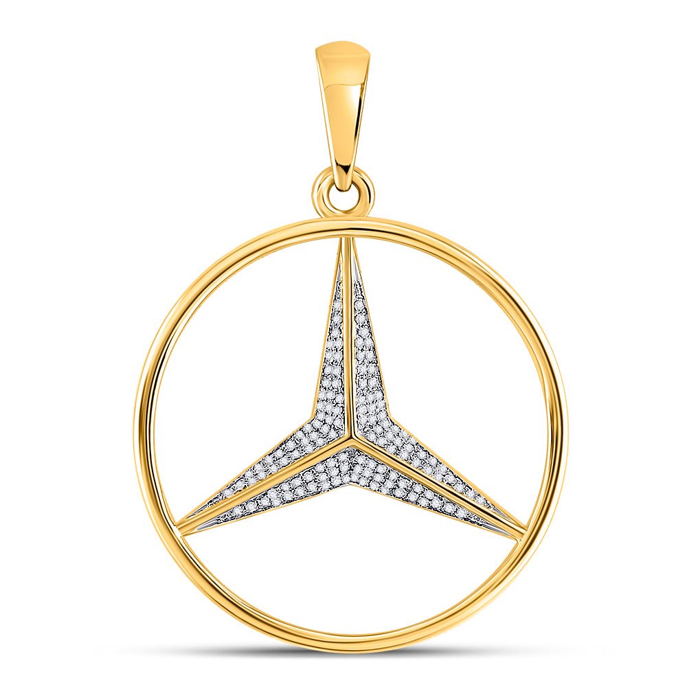 10K Yellow Gold Round Diamond Star Circle Charm Pendant 1/3 Cttw - Splendid Jewellery