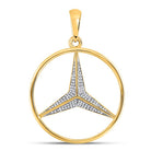 10K Yellow Gold Round Diamond Star Circle Charm Pendant 1/3 Cttw - Splendid Jewellery
