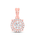 14K Rose Gold Round Diamond Womens Halo Cluster Pendant 1/4 Cttw - Splendid Jewellery