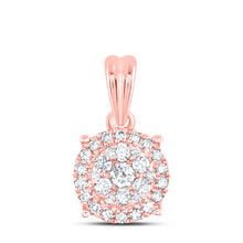 Load image into Gallery viewer, 14K Rose Gold Round Diamond Womens Halo Cluster Pendant 1/4 Cttw - Splendid Jewellery
