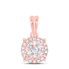 14K Rose Gold Round Diamond Womens Halo Cluster Pendant 1/4 Cttw - Splendid Jewellery