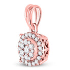 14K Rose Gold Round Diamond Womens Halo Cluster Pendant 1/4 Cttw - Splendid Jewellery