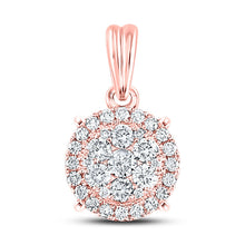 Load image into Gallery viewer, 14K Rose Gold Round Diamond Womens Halo Cluster Pendant 1/2 Cttw - Splendid Jewellery