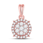 14K Rose Gold Round Diamond Womens Halo Cluster Pendant 1/2 Cttw - Splendid Jewellery