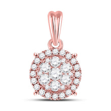 Load image into Gallery viewer, 14K Rose Gold Round Diamond Womens Halo Cluster Pendant 1/2 Cttw - Splendid Jewellery