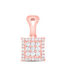 14K Rose Gold Round Diamond Womens Square Cluster Pendant 1/4 Cttw - Splendid Jewellery