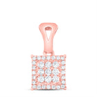 14K Rose Gold Round Diamond Womens Square Cluster Pendant 1/4 Cttw - Splendid Jewellery