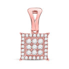 14K Rose Gold Round Diamond Womens Square Cluster Pendant 1/4 Cttw - Splendid Jewellery