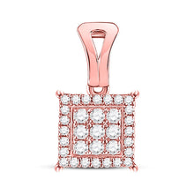 Load image into Gallery viewer, 14K Rose Gold Round Diamond Womens Square Cluster Pendant 1/4 Cttw - Splendid Jewellery