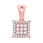 14K Rose Gold Round Diamond Womens Square Cluster Pendant 1/4 Cttw - Splendid Jewellery