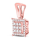 14K Rose Gold Round Diamond Womens Square Cluster Pendant 1/4 Cttw - Splendid Jewellery
