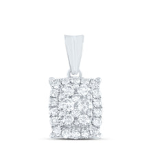 Load image into Gallery viewer, 14K White Gold Round Diamond Womens Rectangular Cluster Pendant 1/2 Cttw - Splendid Jewellery
