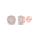 14K Rose Gold Diamond Cluster Earrings 1/4 Cttw - Splendid Jewellery