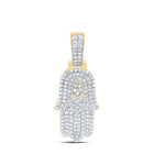 10K Yellow Gold Round Diamond Hamsa Charm Pendant 1/2 Cttw - Splendid Jewellery