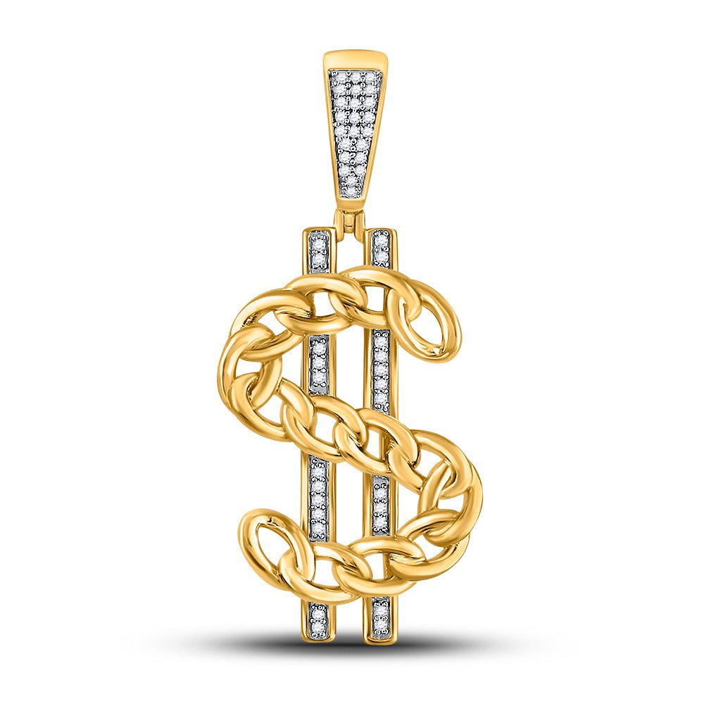 10K Yellow Gold Round Diamond Charm Pendant 1/8 Cttw - Splendid Jewellery