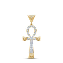 Load image into Gallery viewer, 10K Yellow Gold Round Diamond Ankh Cross Charm Pendant 1/2 Cttw - Splendid Jewellery