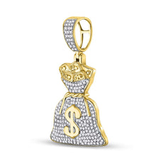 Load image into Gallery viewer, 10K Yellow Gold Round Diamond Money Bag Dollar Charm Pendant 1/2 Cttw - Splendid Jewellery