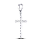 10K White Gold Round Diamond Womens Religious Cross Pendant 1/6 Cttw - Splendid Jewellery