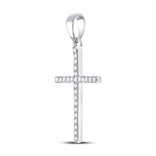 Load image into Gallery viewer, 10K White Gold Round Diamond Womens Religious Cross Pendant 1/6 Cttw - Splendid Jewellery