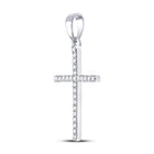 10K White Gold Round Diamond Womens Religious Cross Pendant 1/6 Cttw - Splendid Jewellery