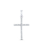 10K White Gold Round Diamond Womens Religious Cross Pendant 1/6 Cttw - Splendid Jewellery