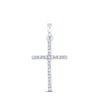 10K White Gold Round Diamond Womens Religious Cross Pendant 1/6 Cttw - Splendid Jewellery