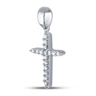 10K White Gold Round Diamond Womens Religious Cross Pendant 1/6 Cttw - Splendid Jewellery