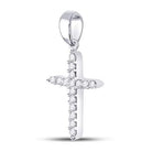 10K White Gold Round Diamond Womens Religious Cross Pendant 1/6 Cttw - Splendid Jewellery