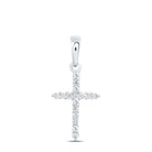 10K White Gold Round Diamond Womens Religious Cross Pendant 1/6 Cttw - Splendid Jewellery