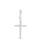 10K White Gold Round Diamond Womens Religious Cross Pendant 1/6 Cttw - Splendid Jewellery