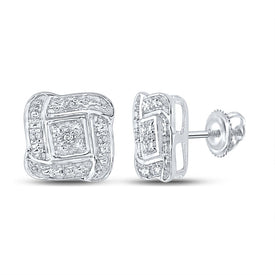 Round Diamond Cluster Earrings 1/20 Cttw - Splendid Jewellery