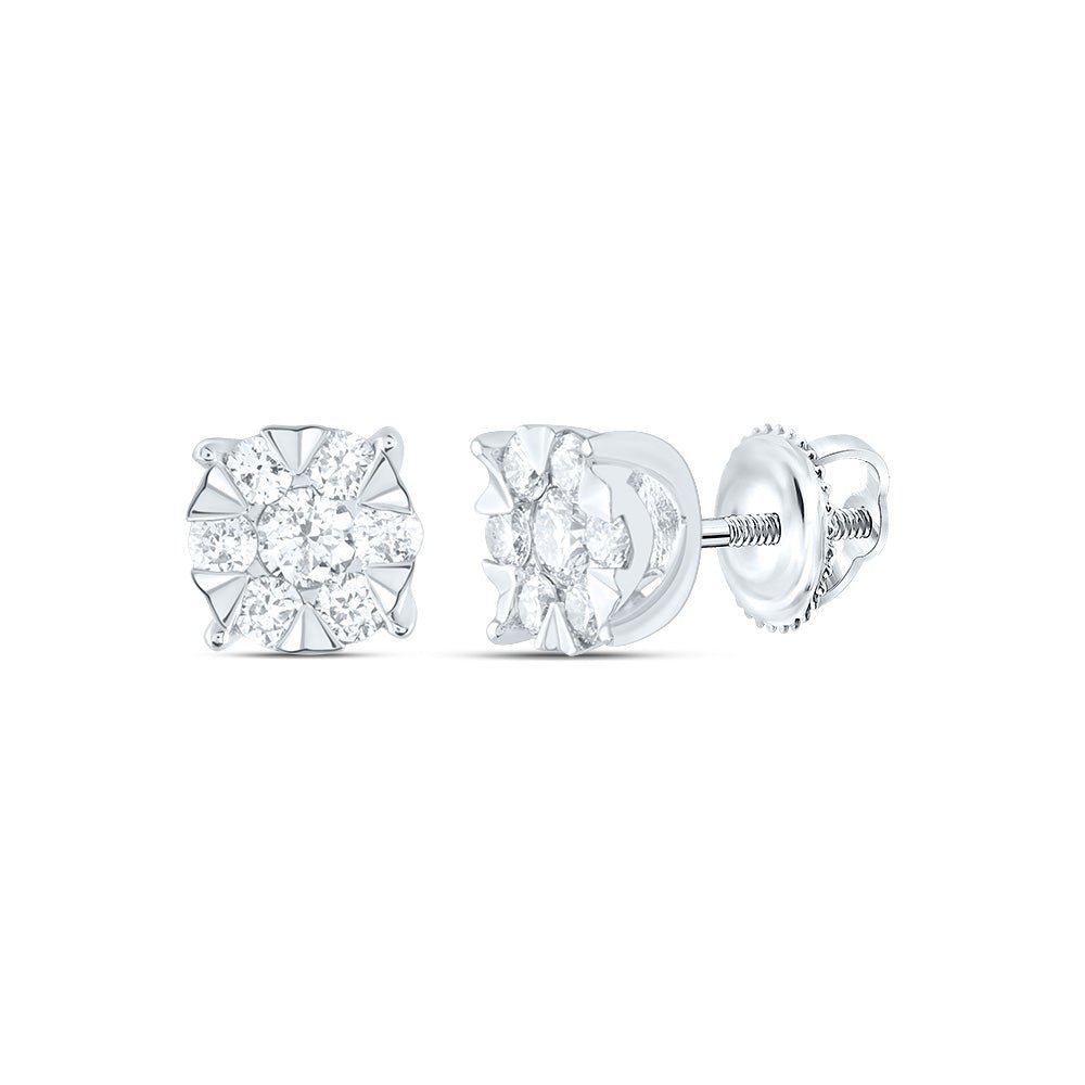 14K White Gold Modern Diamond Earrings for Everyday Wear - Splendid Jewellery