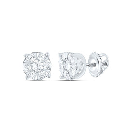 14K White Gold Modern Diamond Earrings for Everyday Wear - Splendid Jewellery