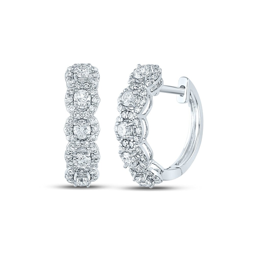Diamond Hoop Earrings in 14K White Gold with Natural Sparkle - Splendid Jewellery