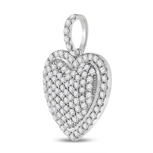 Load image into Gallery viewer, 14K White Gold Round Diamond Womens Fashion Heart Pendant 1 - 1 1/4 Cttw - Splendid Jewellery
