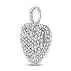 14K White Gold Round Diamond Womens Fashion Heart Pendant 1 - 1 1/4 Cttw - Splendid Jewellery