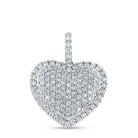 14K White Gold Round Diamond Womens Fashion Heart Pendant 1 - 1 1/4 Cttw - Splendid Jewellery