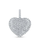 14K White Gold Round Diamond Womens Fashion Heart Pendant 1 - 1 1/4 Cttw - Splendid Jewellery