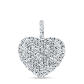 14K White Gold Round Diamond Womens Fashion Heart Pendant 1 - 1 1/4 Cttw - Splendid Jewellery