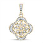 Yellow - tone Sterling Round Diamond Sterling Silver Womens Floral Fashion Pendant 1/10 Cttw - Splendid Jewellery