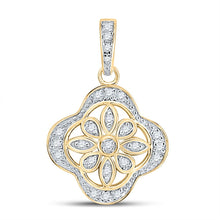 Load image into Gallery viewer, Yellow - tone Sterling Round Diamond Sterling Silver Womens Floral Fashion Pendant 1/10 Cttw - Splendid Jewellery