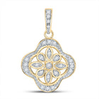 Yellow - tone Sterling Round Diamond Sterling Silver Womens Floral Fashion Pendant 1/10 Cttw - Splendid Jewellery