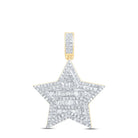 10K Yellow Gold Baguette Diamond Star Charm Pendant 3/4 Cttw - Splendid Jewellery