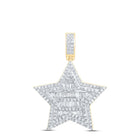 10K Yellow Gold Baguette Diamond Star Charm Pendant 3/4 Cttw - Splendid Jewellery
