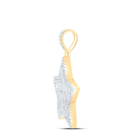 10K Yellow Gold Baguette Diamond Star Charm Pendant 3/4 Cttw - Splendid Jewellery