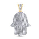 10K Yellow Gold Round Diamond Hamsa Hand Charm Pendant 3/4 Cttw - Splendid Jewellery