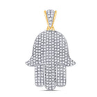 10K Yellow Gold Round Diamond Hamsa Hand Charm Pendant 3/4 Cttw - Splendid Jewellery